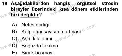 İş Yaşaminda Risk Etmenleri Ve Yönetimsel Faktörler Dersi 2023 - 2024 Yılı (Final) Dönem Sonu Sınavı 16. Soru