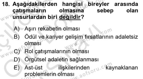 İş Yaşaminda Risk Etmenleri Ve Yönetimsel Faktörler Dersi 2023 - 2024 Yılı (Final) Dönem Sonu Sınavı 18. Soru