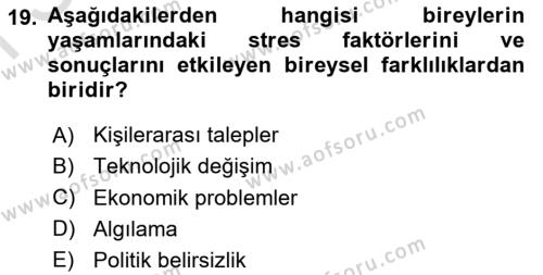 İş Yaşaminda Risk Etmenleri Ve Yönetimsel Faktörler Dersi 2023 - 2024 Yılı (Final) Dönem Sonu Sınavı 19. Soru