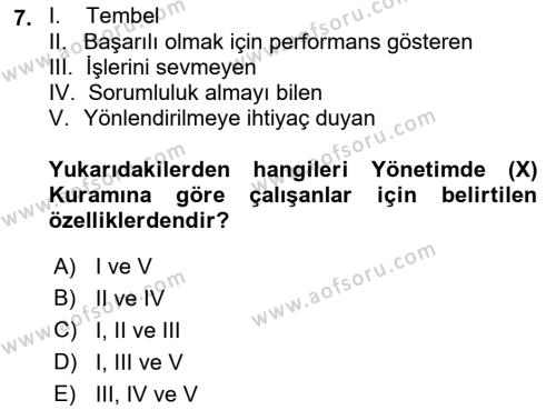 İş Yaşaminda Risk Etmenleri Ve Yönetimsel Faktörler Dersi 2023 - 2024 Yılı (Final) Dönem Sonu Sınavı 7. Soru