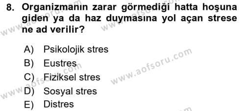 İş Yaşaminda Risk Etmenleri Ve Yönetimsel Faktörler Dersi 2023 - 2024 Yılı (Final) Dönem Sonu Sınavı 8. Soru