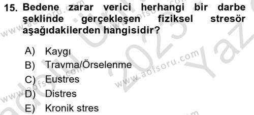 İş Yaşaminda Risk Etmenleri Ve Yönetimsel Faktörler Dersi 2023 - 2024 Yılı Yaz Okulu Sınavı 15. Soru