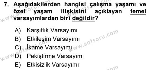 İş Yaşaminda Risk Etmenleri Ve Yönetimsel Faktörler Dersi 2023 - 2024 Yılı Yaz Okulu Sınavı 7. Soru