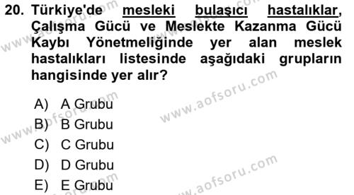 Kimya ve Biyoloji Sektörlerinde İş Sağlığı ve Güvenliği Dersi 2021 - 2022 Yılı (Vize) Ara Sınavı 20. Soru