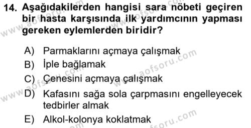 Kimya ve Biyoloji Sektörlerinde İş Sağlığı ve Güvenliği Dersi 2021 - 2022 Yılı (Final) Dönem Sonu Sınavı 14. Soru