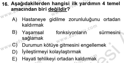 Kimya ve Biyoloji Sektörlerinde İş Sağlığı ve Güvenliği Dersi 2021 - 2022 Yılı (Final) Dönem Sonu Sınavı 16. Soru