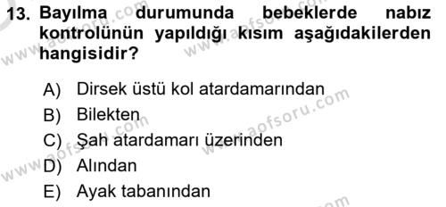 Kimya ve Biyoloji Sektörlerinde İş Sağlığı ve Güvenliği Dersi 2021 - 2022 Yılı Yaz Okulu Sınavı 13. Soru