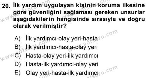 Kimya ve Biyoloji Sektörlerinde İş Sağlığı ve Güvenliği Dersi 2021 - 2022 Yılı Yaz Okulu Sınavı 20. Soru