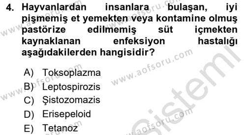 Kimya ve Biyoloji Sektörlerinde İş Sağlığı ve Güvenliği Dersi 2021 - 2022 Yılı Yaz Okulu Sınavı 4. Soru