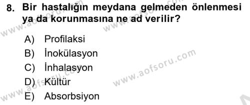 Kimya ve Biyoloji Sektörlerinde İş Sağlığı ve Güvenliği Dersi 2021 - 2022 Yılı Yaz Okulu Sınavı 8. Soru