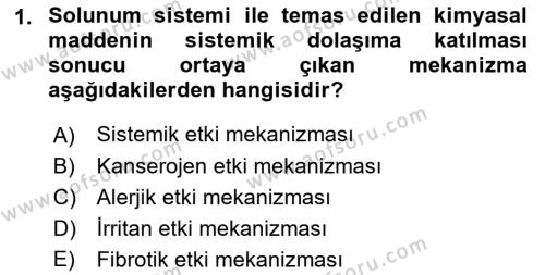 Kimya ve Biyoloji Sektörlerinde İş Sağlığı ve Güvenliği Dersi 2022 - 2023 Yılı Yaz Okulu Sınavı 1. Soru