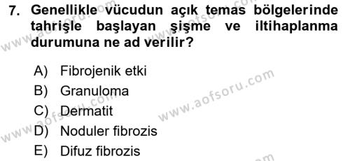 Kimya ve Biyoloji Sektörlerinde İş Sağlığı ve Güvenliği Dersi 2022 - 2023 Yılı Yaz Okulu Sınavı 7. Soru