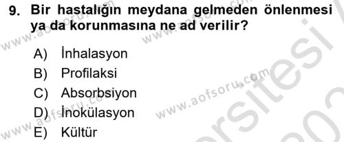 Kimya ve Biyoloji Sektörlerinde İş Sağlığı ve Güvenliği Dersi 2022 - 2023 Yılı Yaz Okulu Sınavı 9. Soru