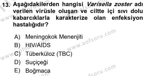 Kimya ve Biyoloji Sektörlerinde İş Sağlığı ve Güvenliği Dersi 2023 - 2024 Yılı (Vize) Ara Sınavı 13. Soru