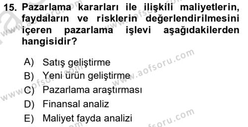 Stratejik Yönetim Dersi 2023 - 2024 Yılı (Vize) Ara Sınavı 15. Soru