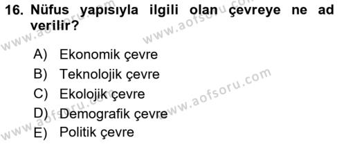 Stratejik Yönetim Dersi 2023 - 2024 Yılı (Vize) Ara Sınavı 16. Soru