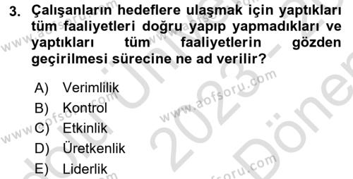 Stratejik Yönetim Dersi 2023 - 2024 Yılı (Final) Dönem Sonu Sınavı 3. Soru