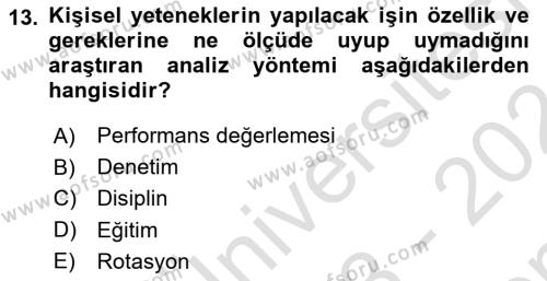 İşletme İlkeleri Dersi 2023 - 2024 Yılı (Final) Dönem Sonu Sınavı 13. Soru