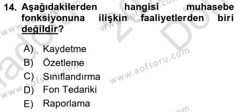 İşletme İlkeleri Dersi 2023 - 2024 Yılı (Final) Dönem Sonu Sınavı 14. Soru