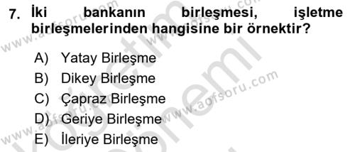 İşletme İlkeleri Dersi 2023 - 2024 Yılı (Final) Dönem Sonu Sınavı 7. Soru