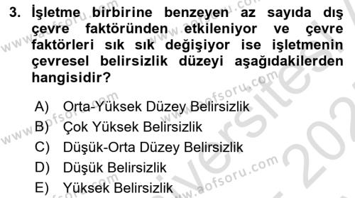 İşletme İlkeleri Dersi 2024 - 2025 Yılı (Vize) Ara Sınavı 3. Soru