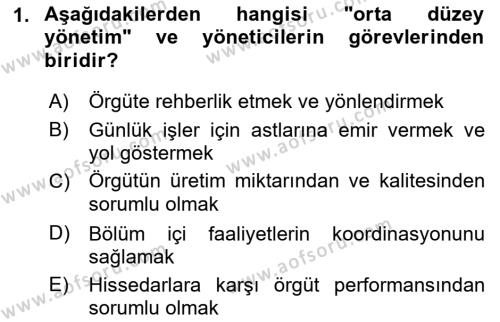 İşletme Fonksiyonları Dersi 2022 - 2023 Yılı Yaz Okulu Sınavı 1. Soru