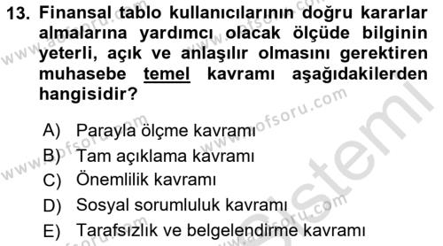 İşletme Fonksiyonları Dersi 2022 - 2023 Yılı Yaz Okulu Sınavı 13. Soru