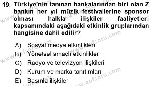 İşletme Fonksiyonları Dersi 2022 - 2023 Yılı Yaz Okulu Sınavı 19. Soru