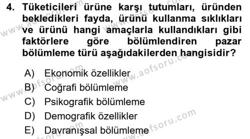 İşletme Fonksiyonları Dersi 2022 - 2023 Yılı Yaz Okulu Sınavı 4. Soru