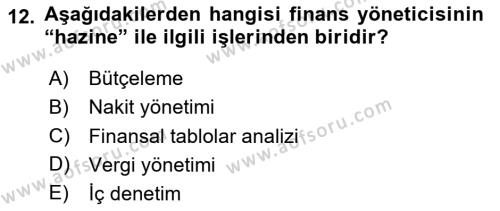 İşletme Fonksiyonları Dersi 2023 - 2024 Yılı (Final) Dönem Sonu Sınavı 12. Soru