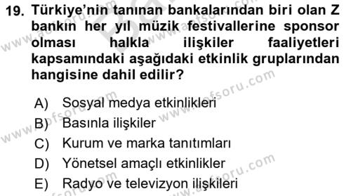 İşletme Fonksiyonları Dersi 2023 - 2024 Yılı (Final) Dönem Sonu Sınavı 19. Soru