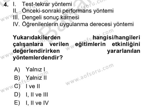 İşletme Fonksiyonları Dersi 2023 - 2024 Yılı (Final) Dönem Sonu Sınavı 4. Soru