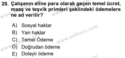 Genel İşletme Dersi 2021 - 2022 Yılı Yaz Okulu Sınavı 20. Soru