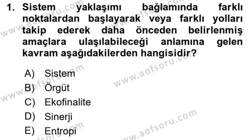 Genel İşletme Dersi 2023 - 2024 Yılı Yaz Okulu Sınavı 1. Soru