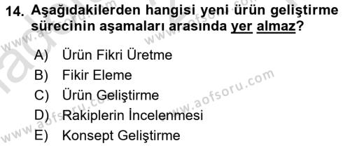 Genel İşletme Dersi 2023 - 2024 Yılı Yaz Okulu Sınavı 14. Soru