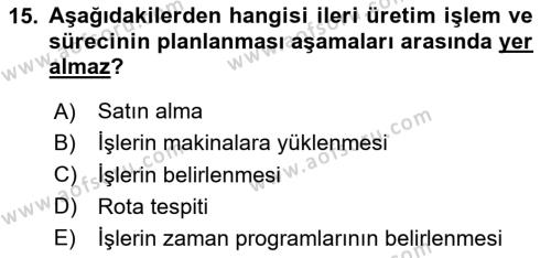 Genel İşletme Dersi 2023 - 2024 Yılı Yaz Okulu Sınavı 15. Soru