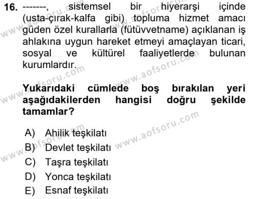 Genel İşletme Dersi 2024 - 2025 Yılı (Vize) Ara Sınavı 16. Soru