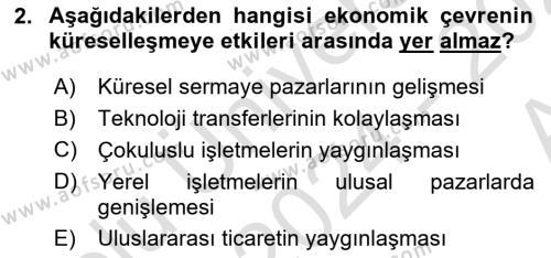 Genel İşletme Dersi 2024 - 2025 Yılı (Vize) Ara Sınavı 2. Soru