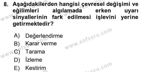 Genel İşletme Dersi 2024 - 2025 Yılı (Vize) Ara Sınavı 8. Soru