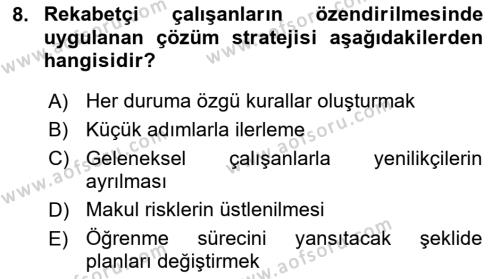 Girişimcilik Dersi 2021 - 2022 Yılı (Vize) Ara Sınavı 8. Soru