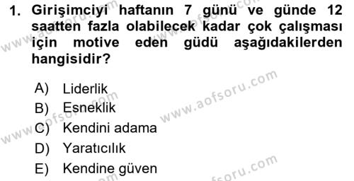 Girişimcilik Dersi 2023 - 2024 Yılı (Vize) Ara Sınavı 1. Soru