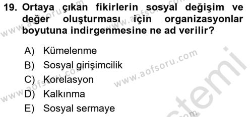 Girişimcilik Dersi 2023 - 2024 Yılı (Final) Dönem Sonu Sınavı 19. Soru