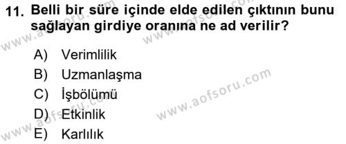 Ekonomik Analiz Dersi 2015 - 2016 Yılı (Vize) Ara Sınavı 11. Soru