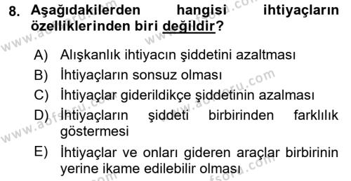 Ekonomik Analiz Dersi 2015 - 2016 Yılı (Vize) Ara Sınavı 8. Soru