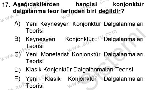 Ekonomik Analiz Dersi 2015 - 2016 Yılı (Final) Dönem Sonu Sınavı 17. Soru