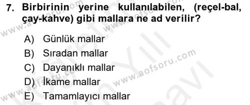 Ekonomik Analiz Dersi 2017 - 2018 Yılı (Vize) Ara Sınavı 7. Soru