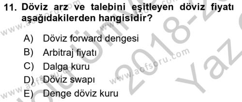 Ekonomik Analiz Dersi 2018 - 2019 Yılı Yaz Okulu Sınavı 11. Soru