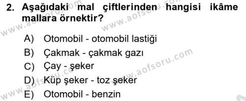 Ekonomik Analiz Dersi 2020 - 2021 Yılı Yaz Okulu Sınavı 2. Soru