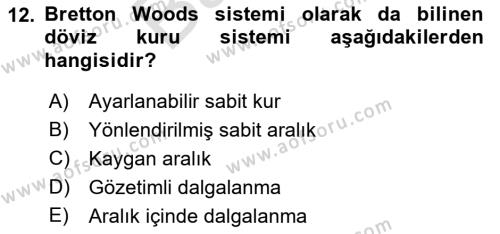 Ekonomik Analiz Dersi 2021 - 2022 Yılı (Final) Dönem Sonu Sınavı 12. Soru