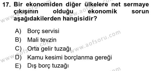 Ekonomik Analiz Dersi 2021 - 2022 Yılı (Final) Dönem Sonu Sınavı 17. Soru